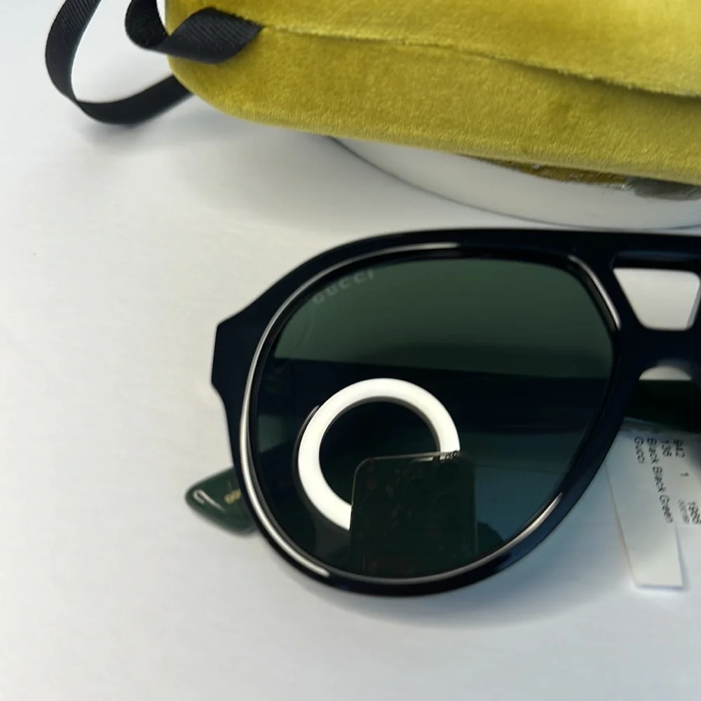 Auth - New - Gucci New GG0159SN 003 Black & Multi Color Aviator Sunglasses